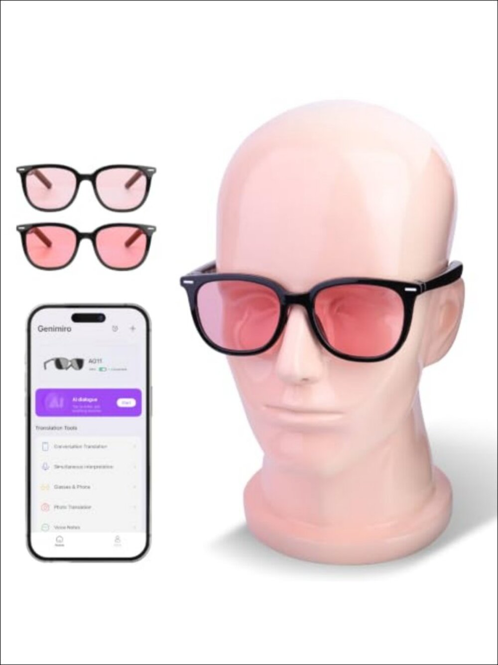 AI Smart Glasses Bluetooth Audio Translation Sunglasses Camera-Free